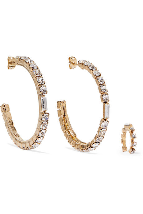 Luci gold-tone crystal earrings and ear cuff