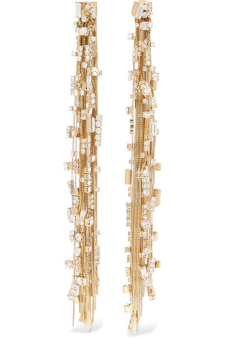 Insanity gold-tone crystal clip earrings