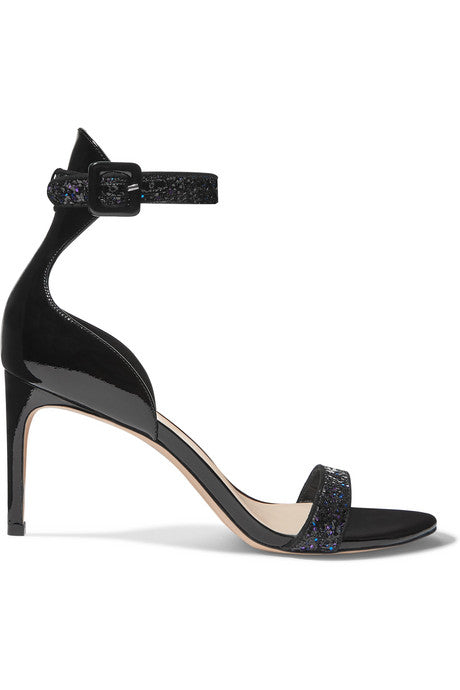Nicole glittered patent-leather sandals
