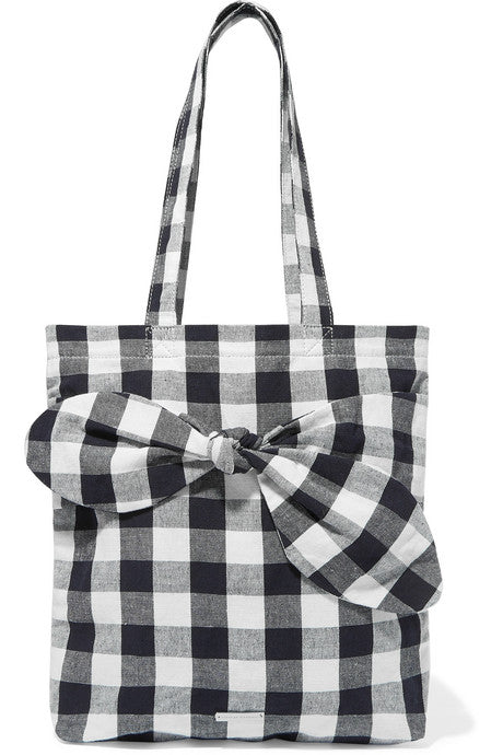 Bessie bow-embellished gingham canvas tote