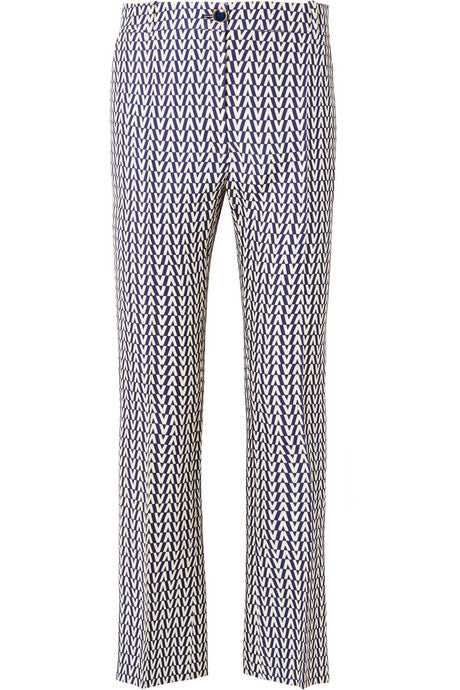 Printed wool and silk-blend flared pants