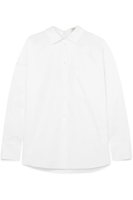 Oversized printed cotton-poplin shirt