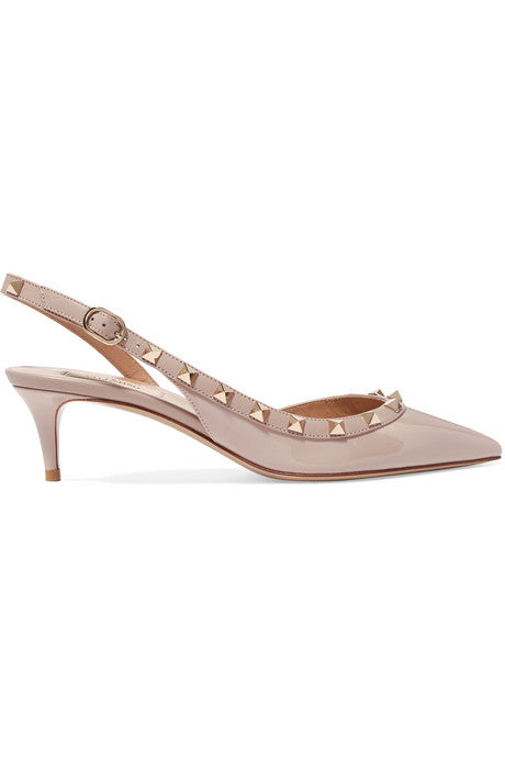 Valentino Garavani The Rockstud 50 patent-leather slingback pumps