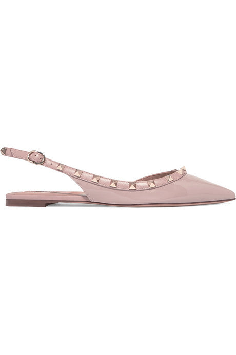 Valentino Garavani The Rockstud patent-leather slingback flats