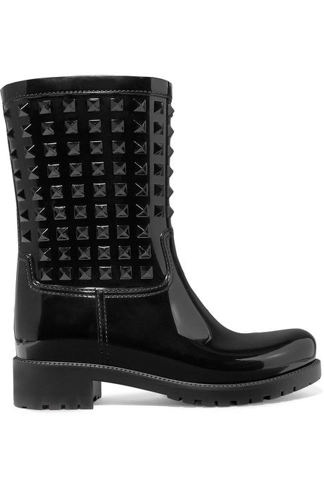 Valentino Garavani The Rockstud glossed-rubber rain boots