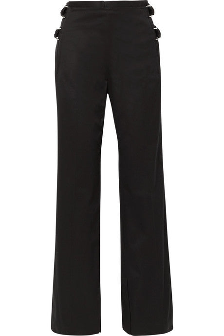 Buckled cotton-twill wide-leg pants