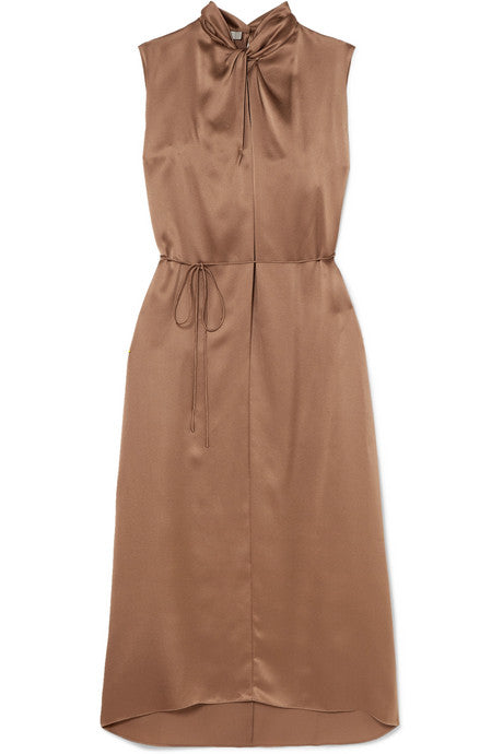 Knotted silk-satin dress