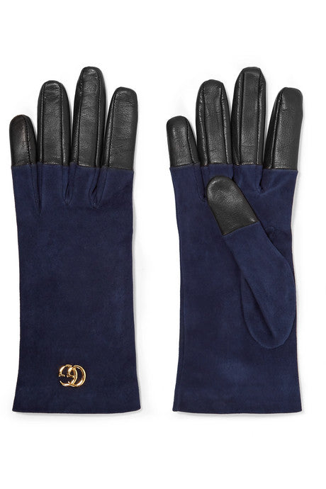 Viola suede and leather gloves