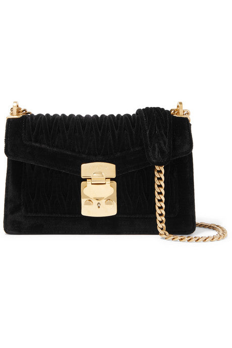 Confidential matelassé velvet shoulder bag