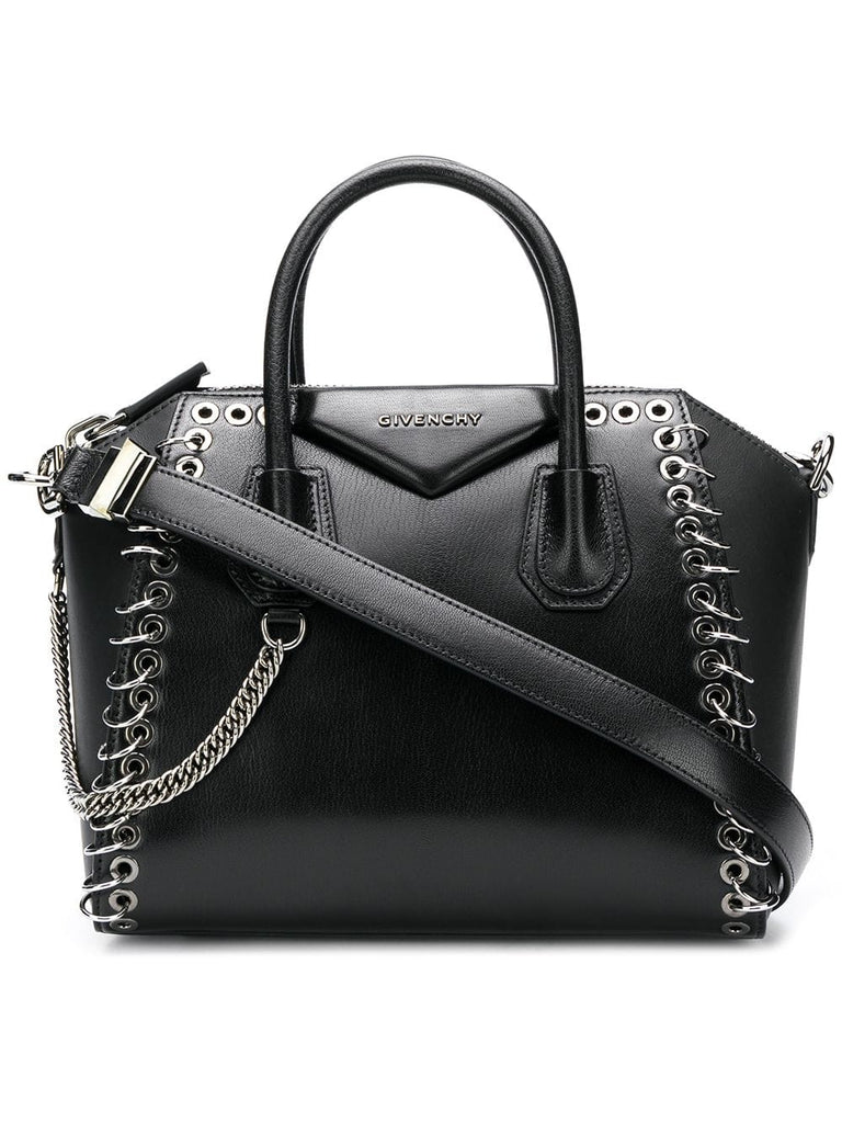 black Antigona eyelet leather tote