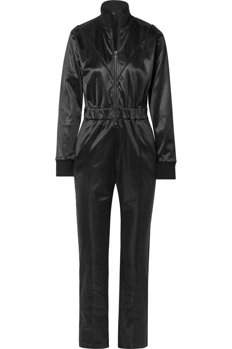 Antonia belted cotton-blend satin jumpsuit