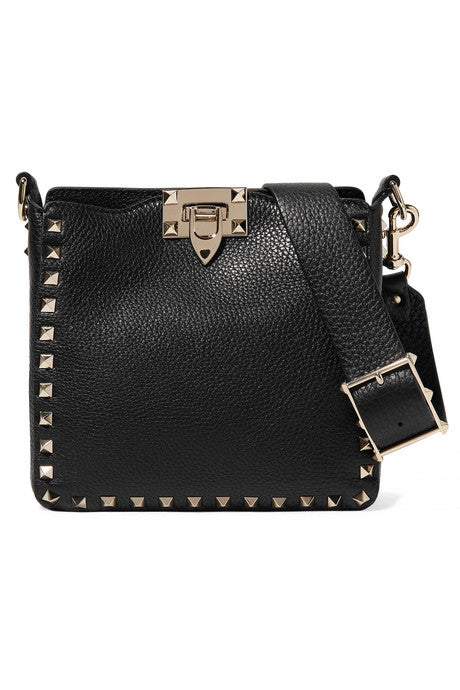 Valentino Garavani The Rockstud Hobo Mini textured-leather shoulder bag