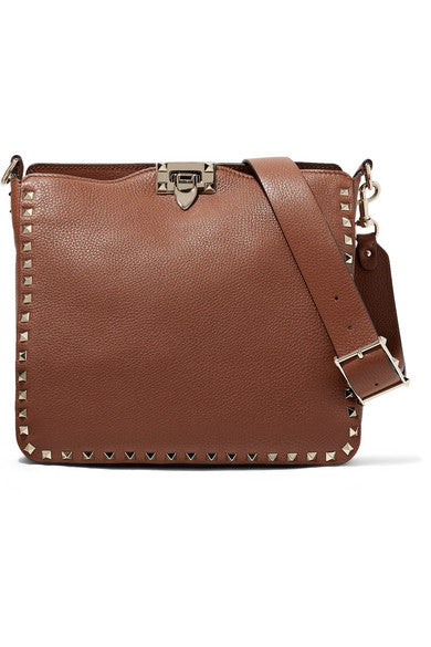 Valentino Garavani The Rockstud Hobo small textured-leather shoulder bag