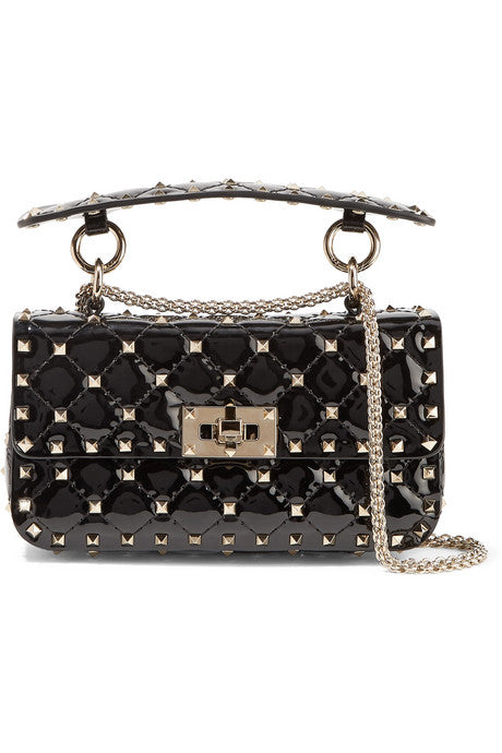 Valentino Garavani The Rockstud Spike small quilted patent-leather shoulder bag