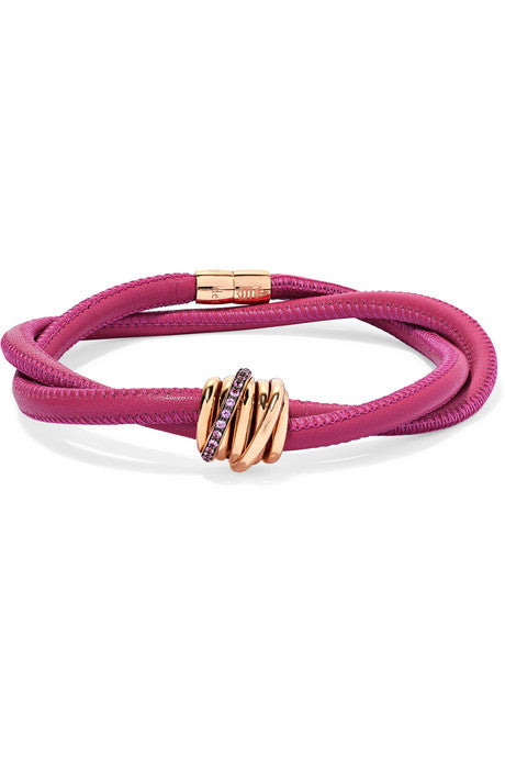 Allegra leather, 18-karat rose gold and sapphire bracelet