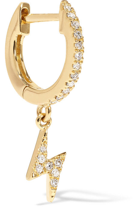 14-karat gold diamond hoop earring