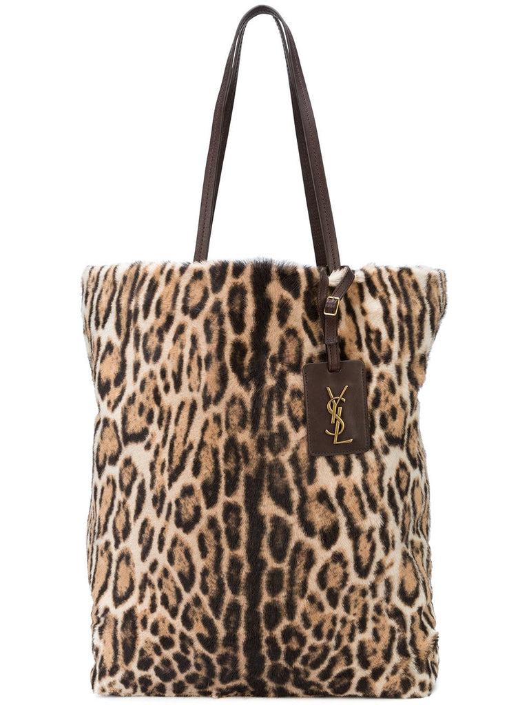 leopard fur shopper bag