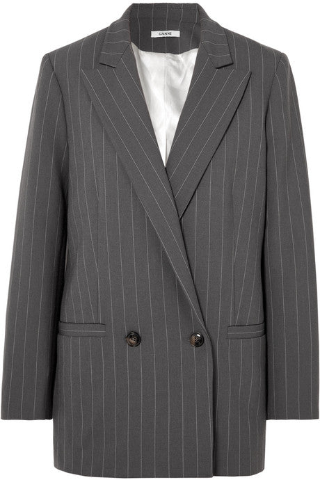 Pinstriped stretch-cady blazer