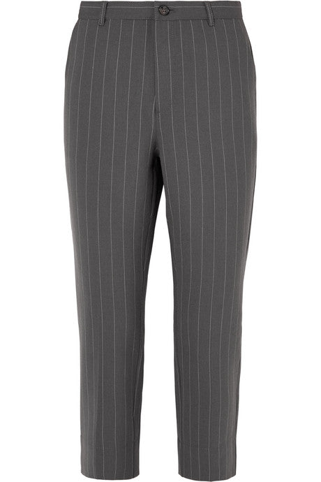 Pinstriped stretch-cady straight-leg pants