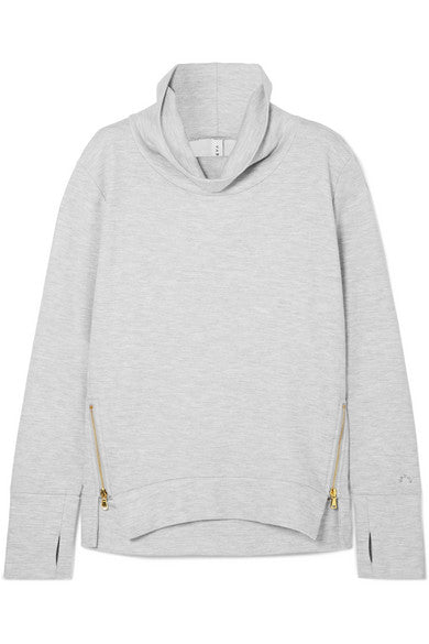 Clement zip-embellished stretch cotton-blend jersey sweatshirt