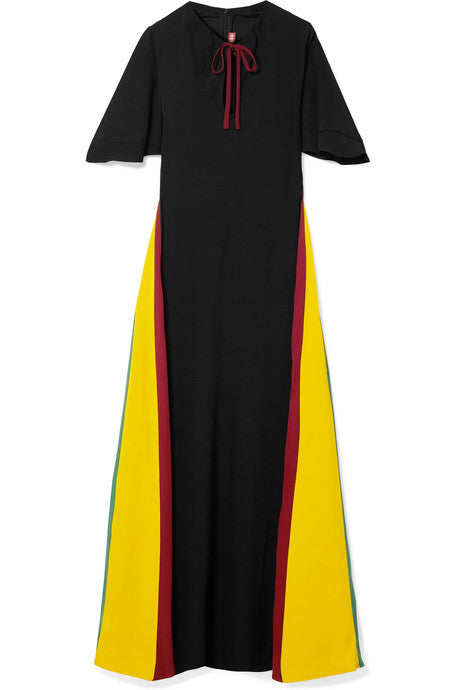 Color-block crepe maxi dress