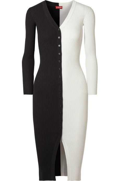 Shoko two-tone ribbed-knit dress