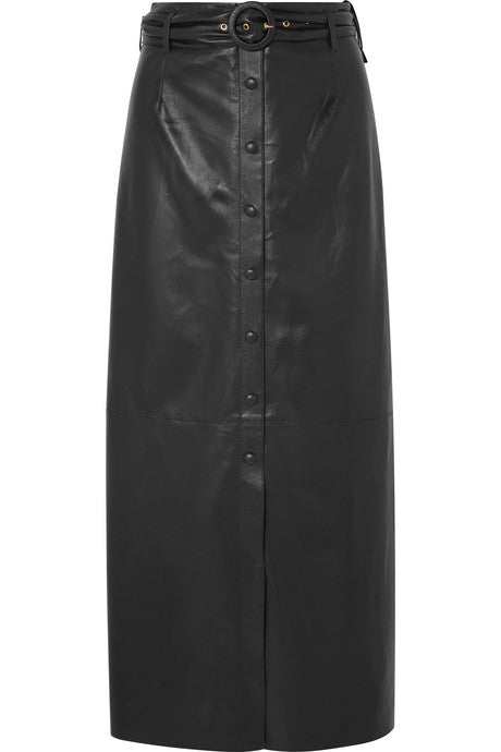 Ayona belted vegan leather maxi skirt