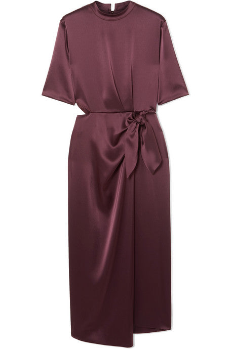 Saffron cutout satin midi dress