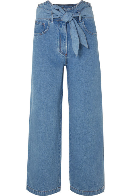 Cropped high-rise wide-leg jeans