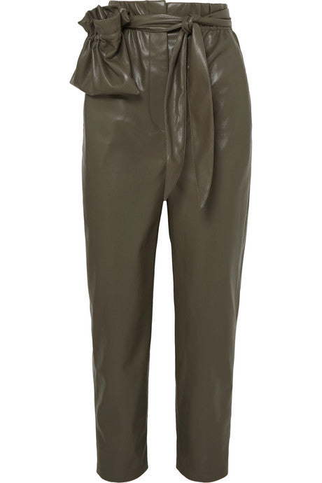 Kedu belted vegan leather straight-leg pants