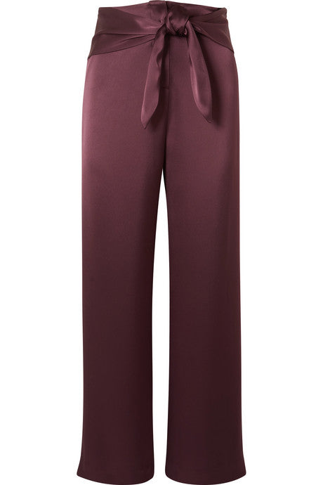 Siona knotted satin straight-leg pants