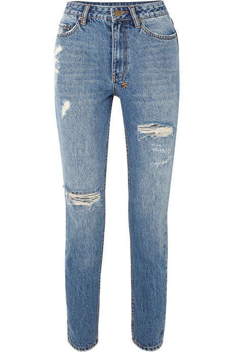 Slim Pin Rushed distressed high-rise jeans