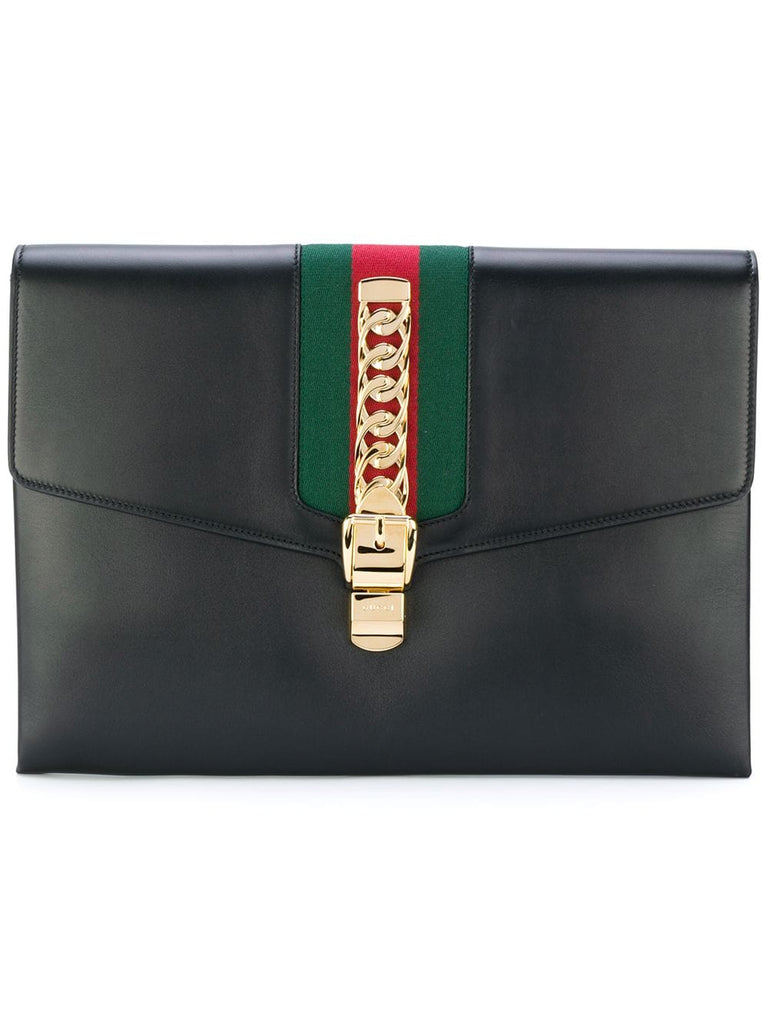 Black Sylvie maxi leather clutch bag