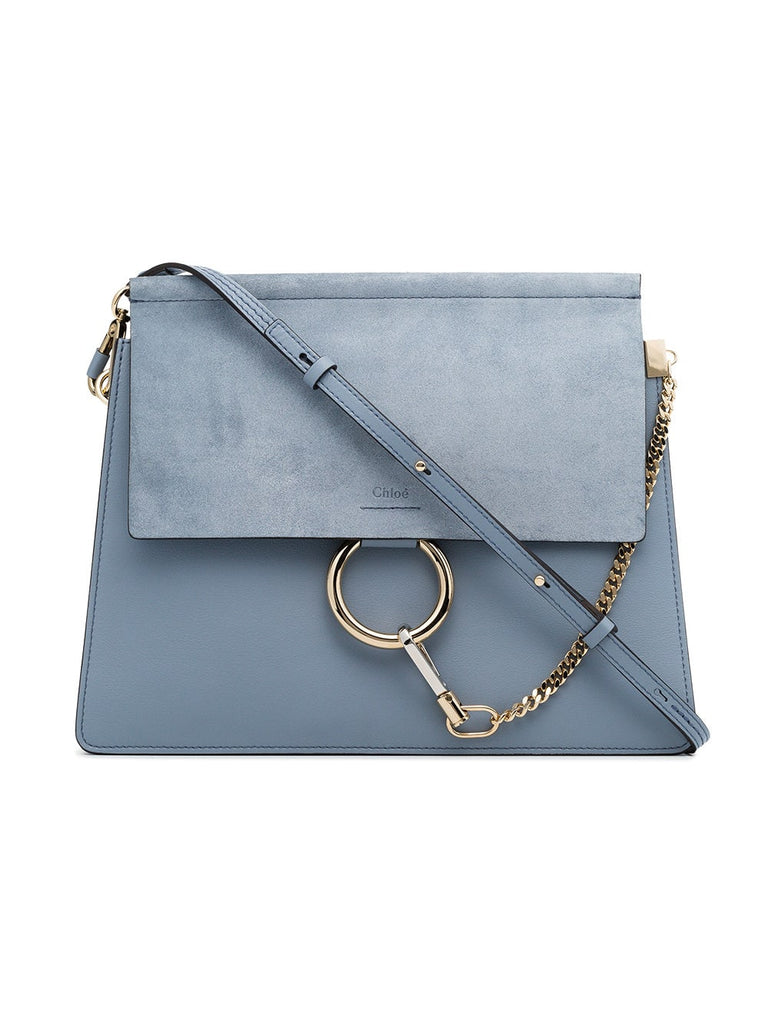 blue Faye medium leather and suede shoulder bag