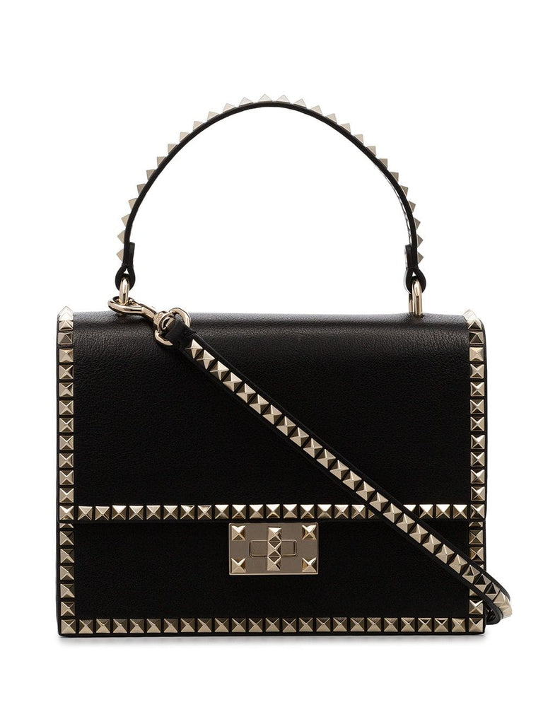 black Rockstud No Limit Leather Bag