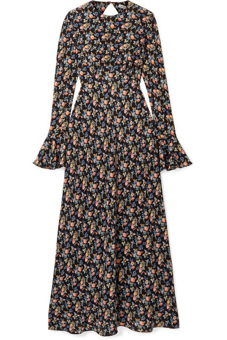 Open-back floral-print silk crepe de chine maxi dress