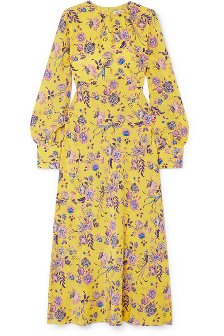 Floral-print silk crepe de chine dress