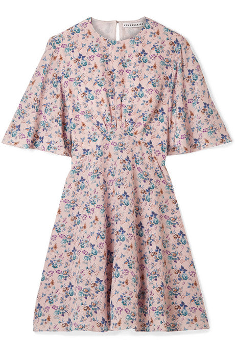 Floral-print silk crepe de chine mini dress