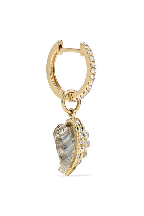 14-karat gold, diamond and labradorite earring