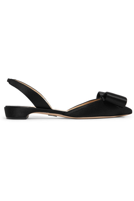 Rhea bow-embellished satin point-toe flats