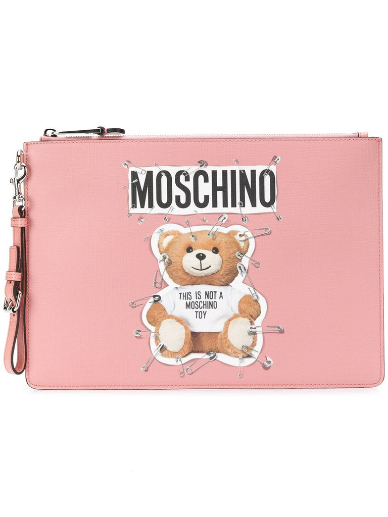 medium teddy bear print clutch