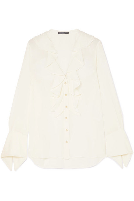 Ruffled silk-georgette blouse