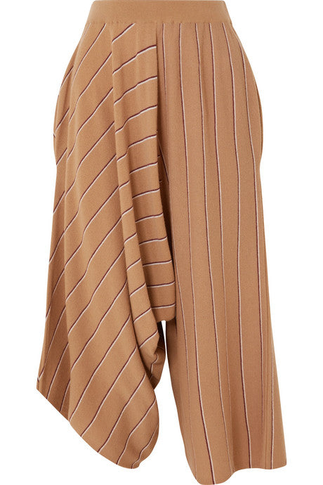 Draped striped wool culottes