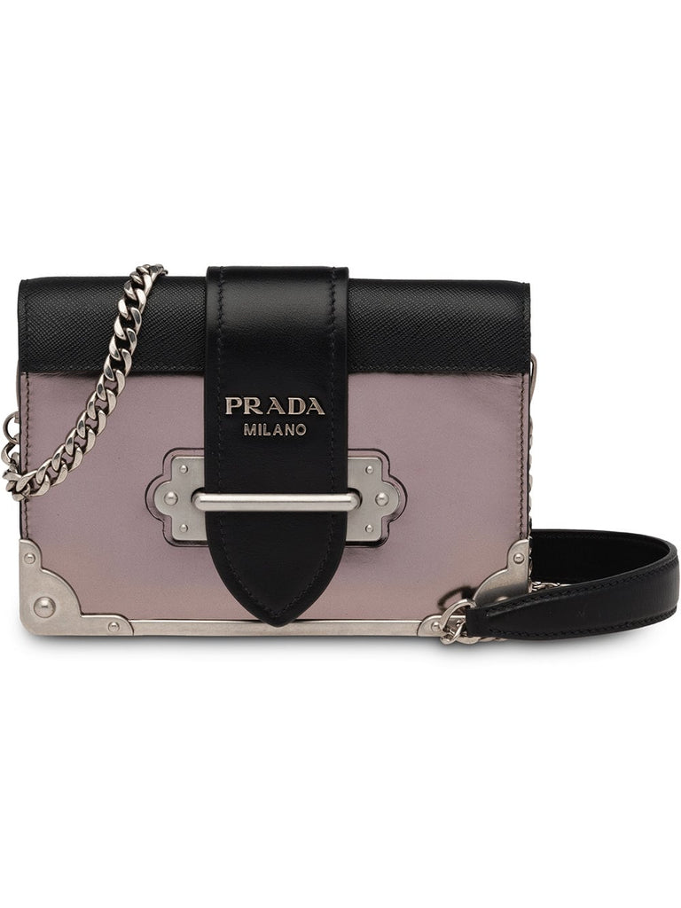 grey, black and pink cahier mini leather shoulder bag