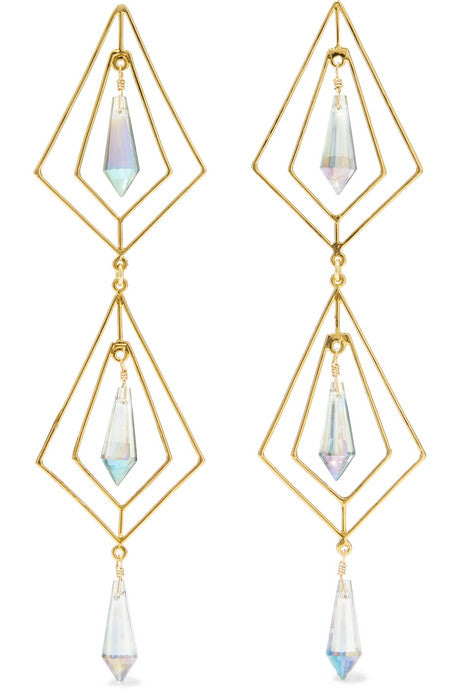 Gold-plated crystal earrings