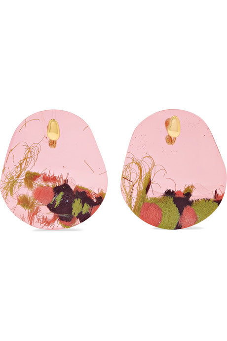 Caro resin and gold-plated clip earrings