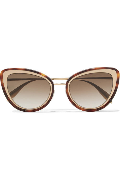 Cat-eye tortoiseshell acetate and gold-tone sunglasses