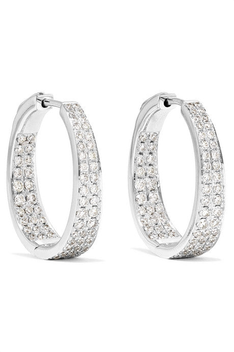 Meryl 18-karat white gold diamond hoop earrings