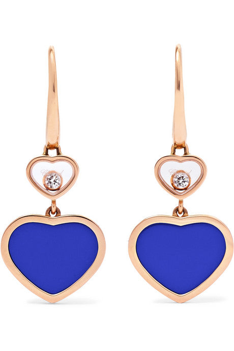 Happy Hearts 18-karat rose gold, diamond and lapis lazuli earrings