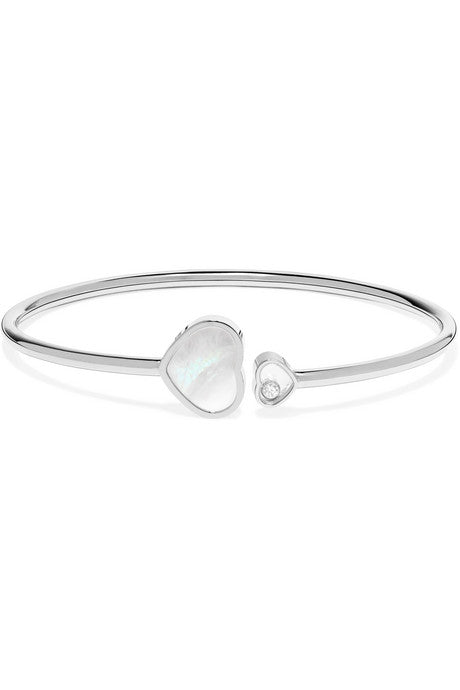 Happy Hearts 18-karat white gold, diamond and mother-of-pearl cuff